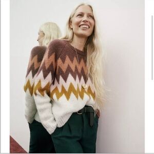 Madewell | Dellwood Fair Isle Sweater | Cozy Cottagecore Knit | Oatmeal |‎ XS